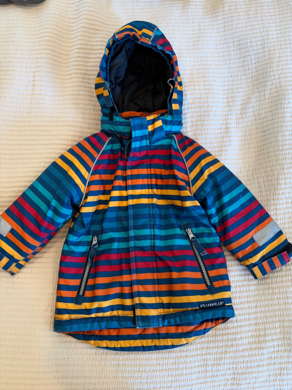 Viller Valla Kids Waterproof Hooded Stripe Raincoat - Rainbow Stripe